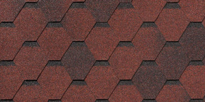 Битумная черепица Roofshield Фэмили Эко Лайт Стандарт красный с оттенением